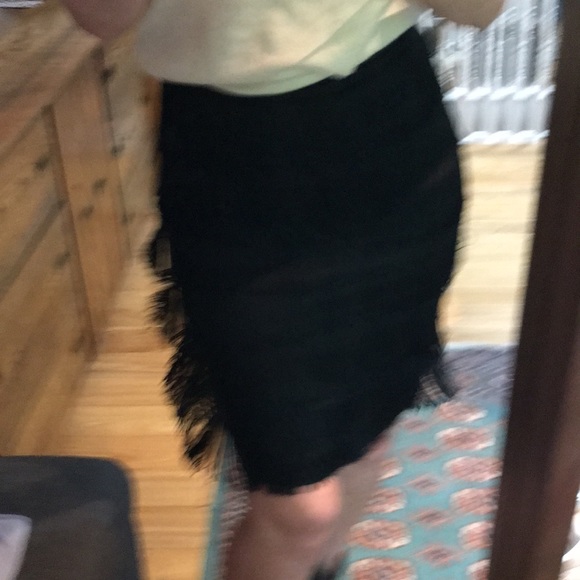 🇪🇸 SFERA Tiered Fringe Midi Skirt Black Flapper 20’s EU 38 Vintage Y2K - Picture 8 of 10